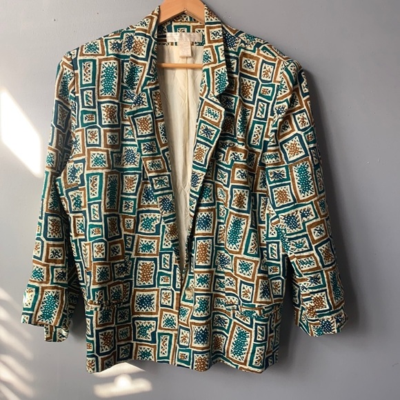 Jackets & Blazers - Abstract Print Blazer -  Dry Clean